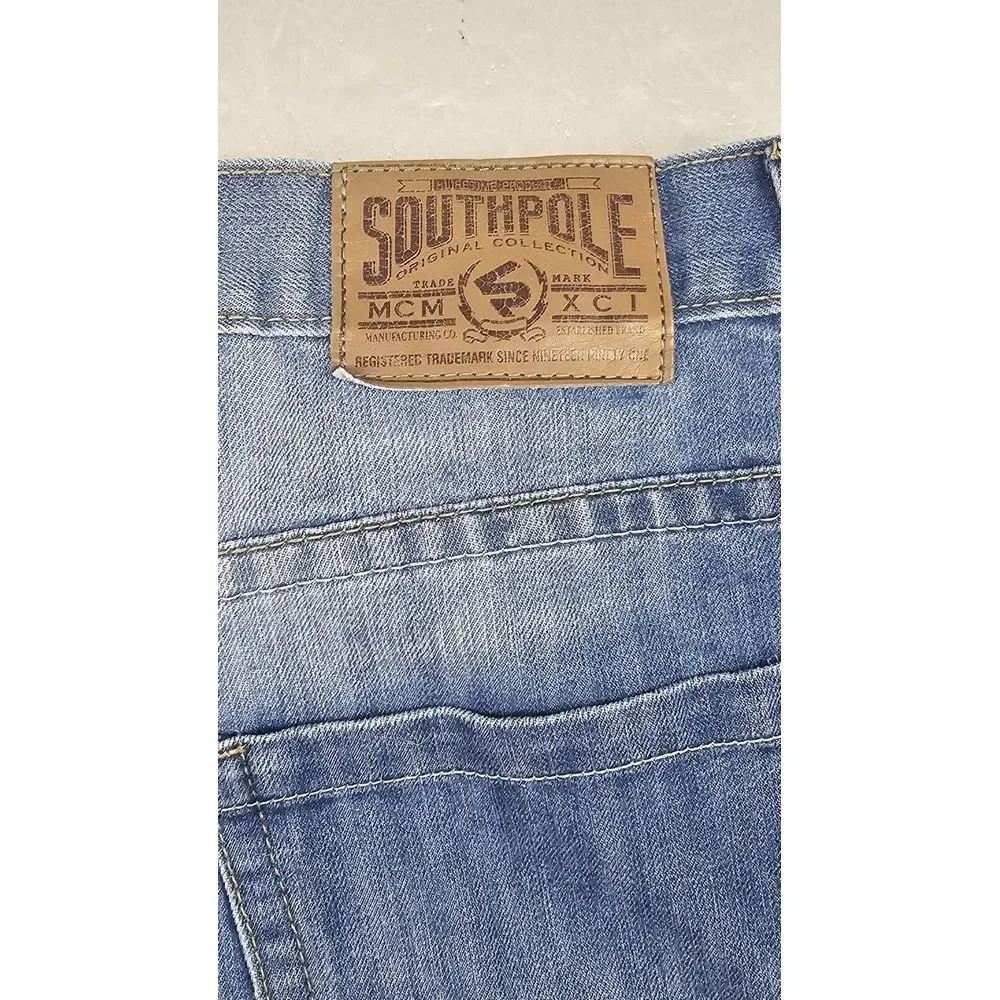 Southpole Jeans Mens 36x33. Y2k Hip-Hop‎ Blue Straight Leg Denim.